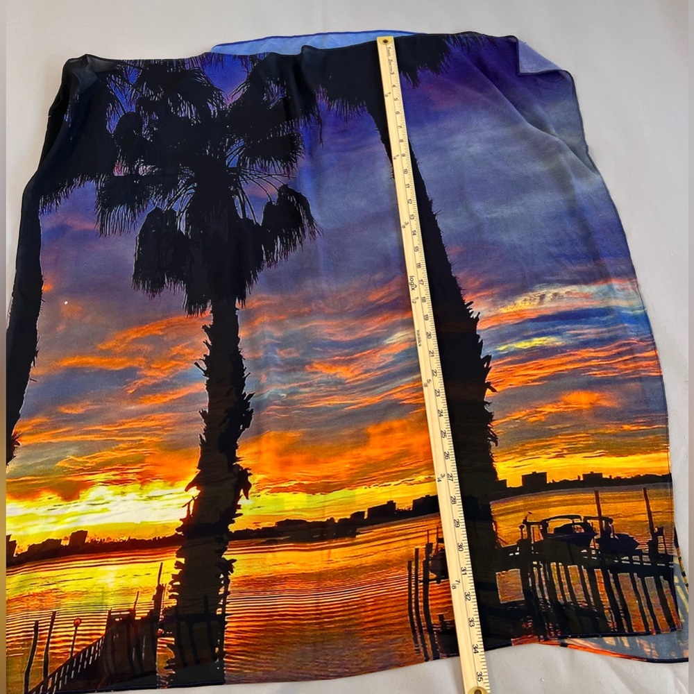 Colleen Lopez Cover Up Wrap One Sz Beach ocean view palms sunset - Picture 5 of 10